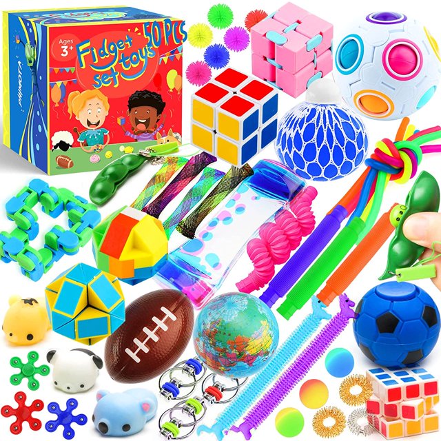 Sensory Toys Set 50 Pack, Stress Relief Fidget Box Hand Toys for Adults ...