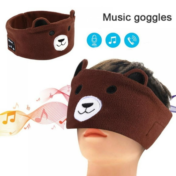 Sensory Wireless Earbuddies for Kids, Animal Headband Sleep Eye Mask Bluetooth Headphones for Sensitive Ears, Light Weight Washable Soft Fabric, Promote Easier Bedtime Routine，Boys and Girls