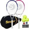 thumbnail image 1 of Senston Tennis Rackets for Adults 27 inch Tennis Racquets - 2 Player Tennis Racket Set with 3balls,2 Grips, 2 Vibration Dampers, 1 of 7