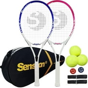 Senston Tennis Rackets for Adults 27 inch Tennis Racquets - 2 Player Tennis Racket Set with 3balls,2 Grips, 2 Vibration Dampers