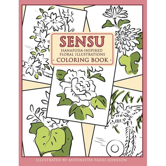 Sensu: Hanafuda-Inspired Floral Illustrations Coloring Book, (Paperback)
