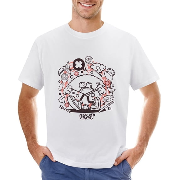 Sensu Vintage T-shirt Mens Cotton Classic Crewneck Short Sleeve Tees Unisex White S