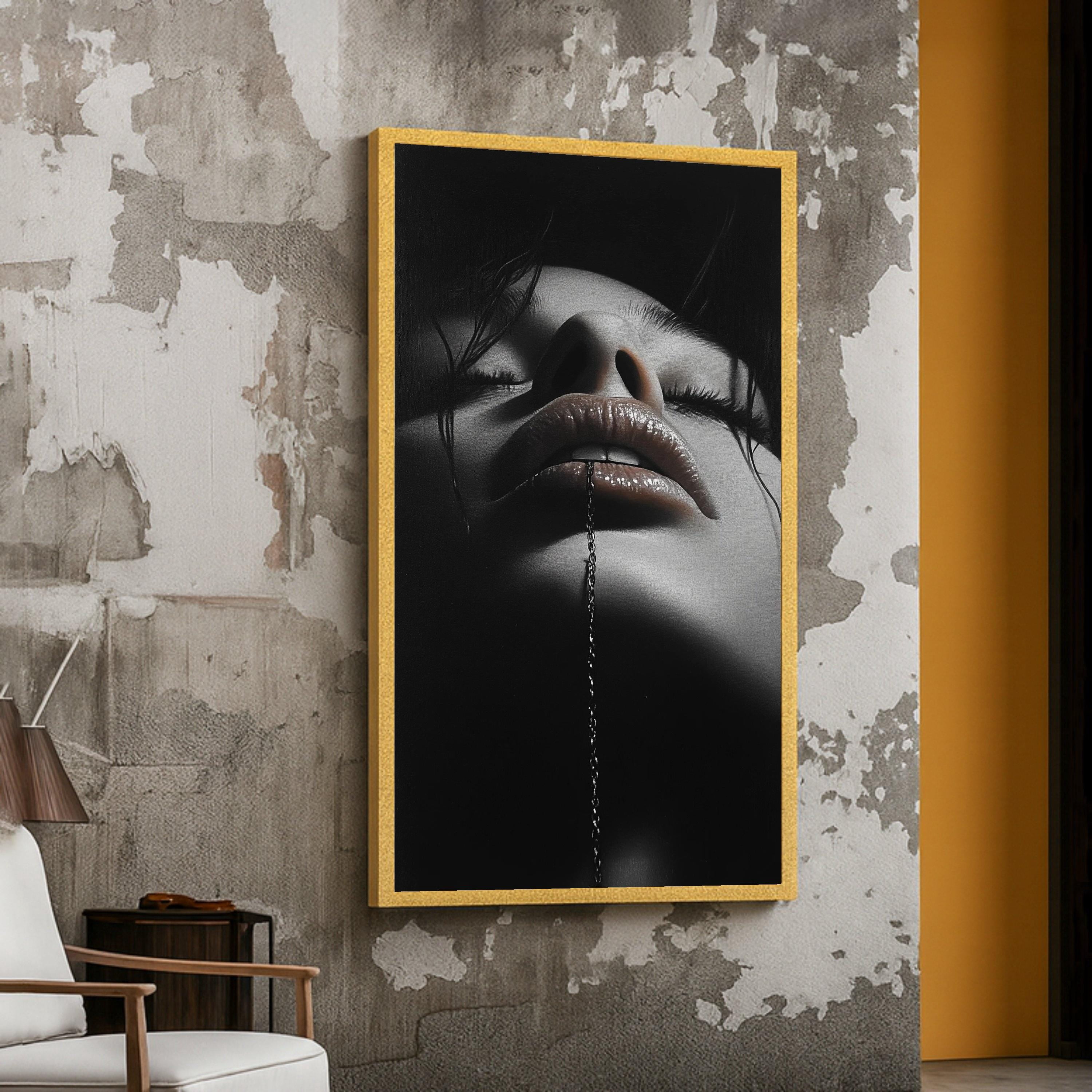 Sensual Close-up Lips And Portrait Glamorous Beauty Face Art Poster ...