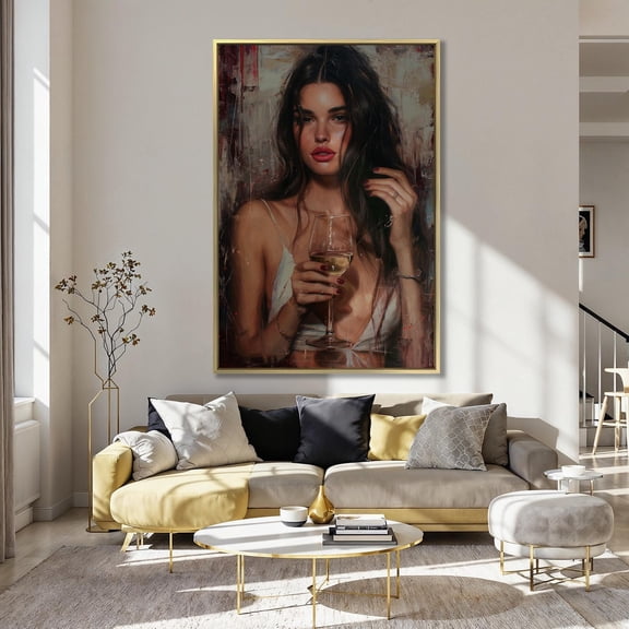 Sensual Woman with Wine Print Chic Abstract Wall Art Poster Decor For Living Room Bedroom, Unframed Poster Size 8x12