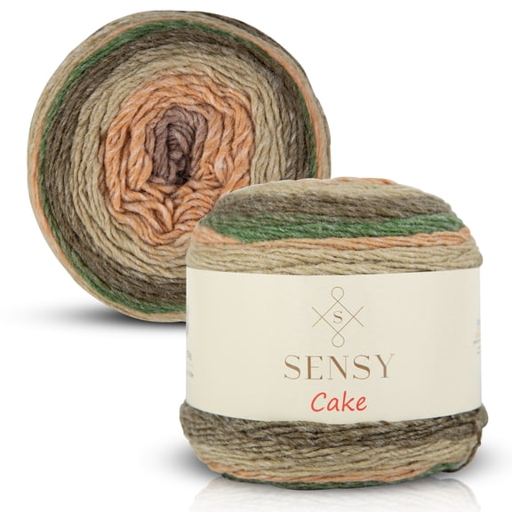 Sensy Cake Yarn, 5.3 oz, 525 Yards, Multicolor Yarn for Crocheting and Knitting, Craft Yarn, Gauge 3 Light (564)