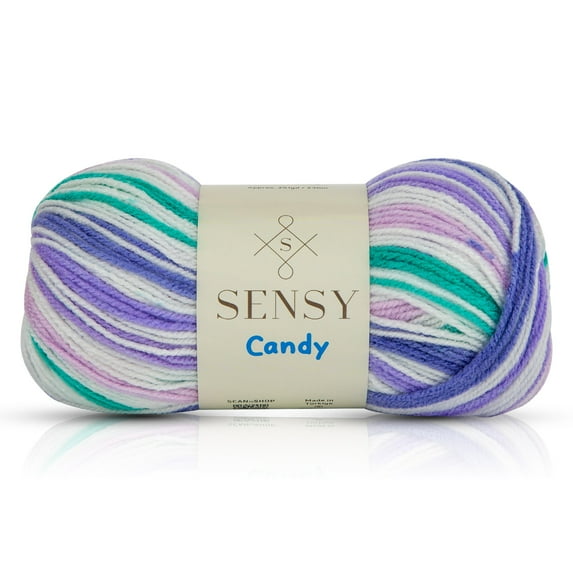 Sensy Candy Yarn, 3.5 oz, 251 Yards, Multicolor Yarn for Crocheting and Knitting, Craft Yarn, Gauge 3 Light (5847)