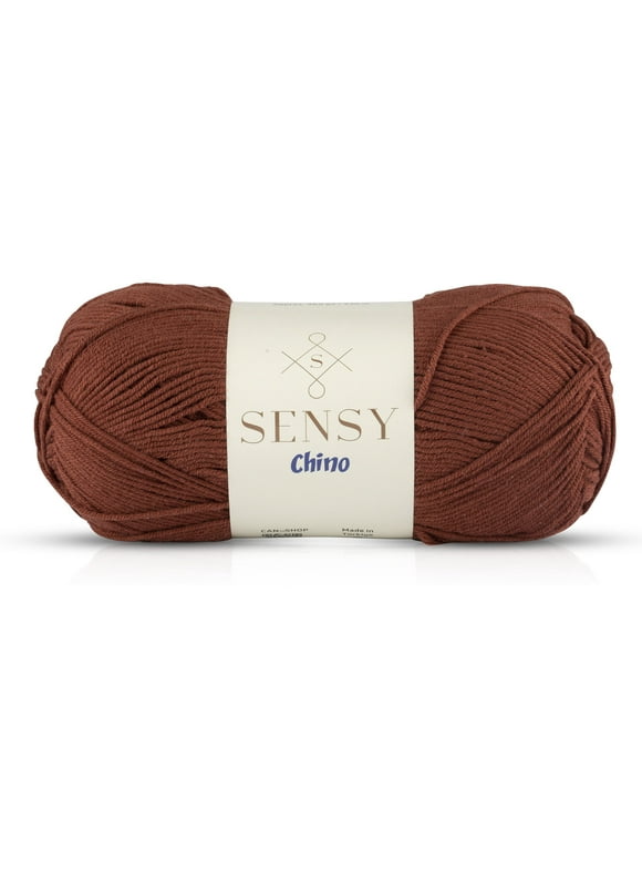 Sensy Chino Soft Cotton Yarn, Soft Baby Cotton Yarn, Amigurumi Yarn, 3.5 oz, 360 Yards, Gauge 2 Fine (Brown)