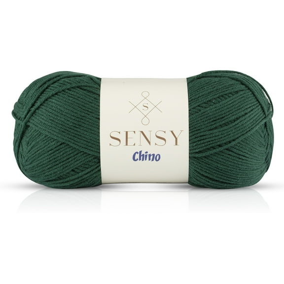 Sensy Chino Soft Cotton Yarn, Soft Baby Cotton Yarn, Amigurumi Yarn, 3.5 oz, 360 Yards, Gauge 2 Fine (Forest Green)