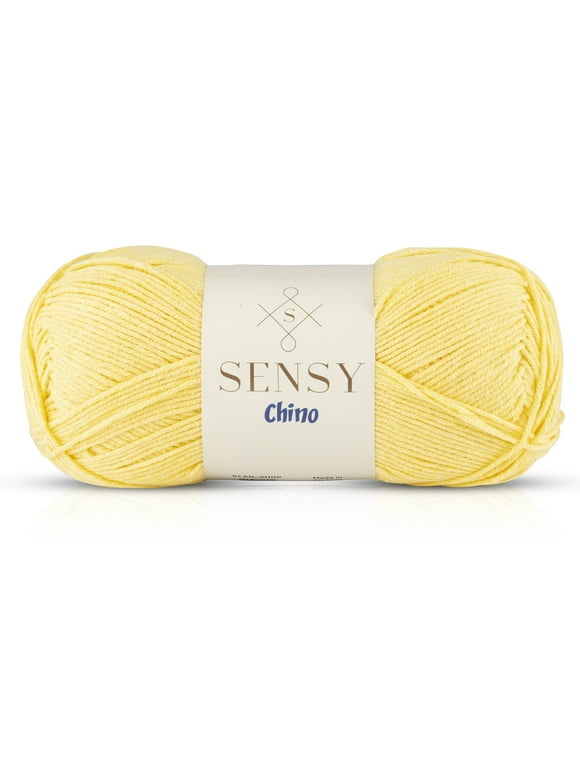 Sensy Chino Soft Cotton Yarn, Soft Baby Cotton Yarn, Amigurumi Yarn, 3.5 oz, 360 Yards, Gauge 2 Fine (Yellow)