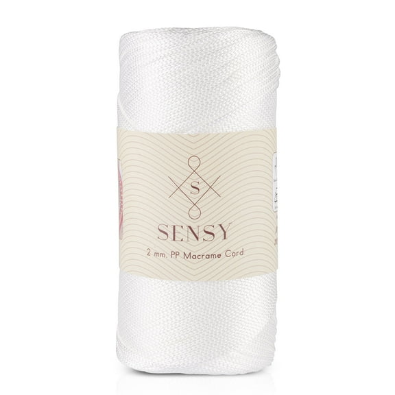 Sensy Premium 2mm 251 Yards Polyester Rope 100% Polypropylene Cord Macrame Cord 2mm Crochet Bag Cord Macrame Rope Crochet Thread for Knitter (White)