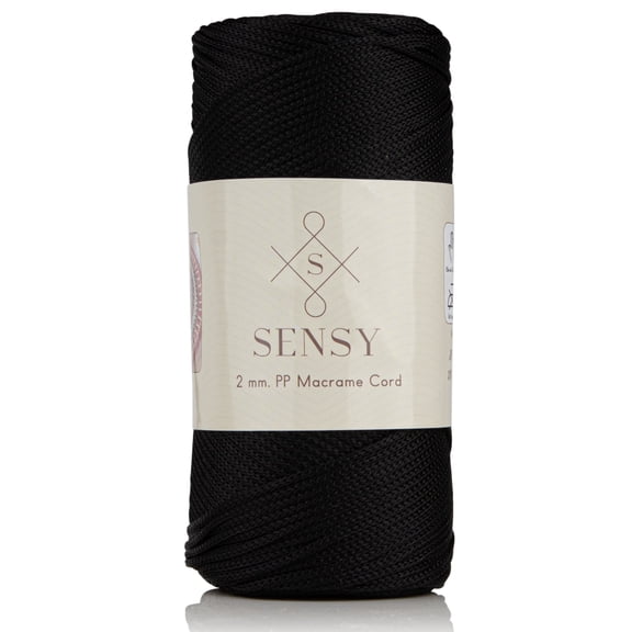 S SENSY, 2mm 251 Yards Black Polypropylene Twine Gift for Knitter
