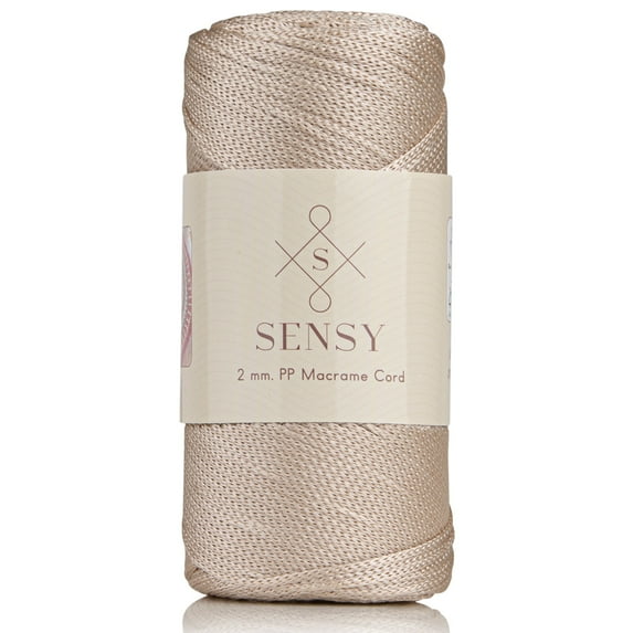 Sensy Premium 2mm 251 Yards Polyester Rope 100% Polypropylene Cord Macrame Cord 2mm Crochet Bag Cord Macrame Rope Crochet Thread Gift for Knitter (Latte)