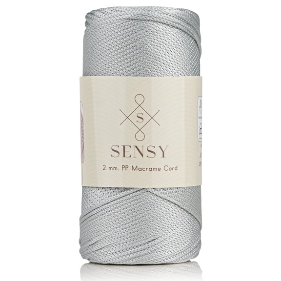 Sensy Premium 2mm 251 Yards Polyester Rope 100% Polypropylene Cord Macrame Cord 2mm Crochet Bag Cord Macrame Rope Crochet Thread Gift for Knitter (Silver)