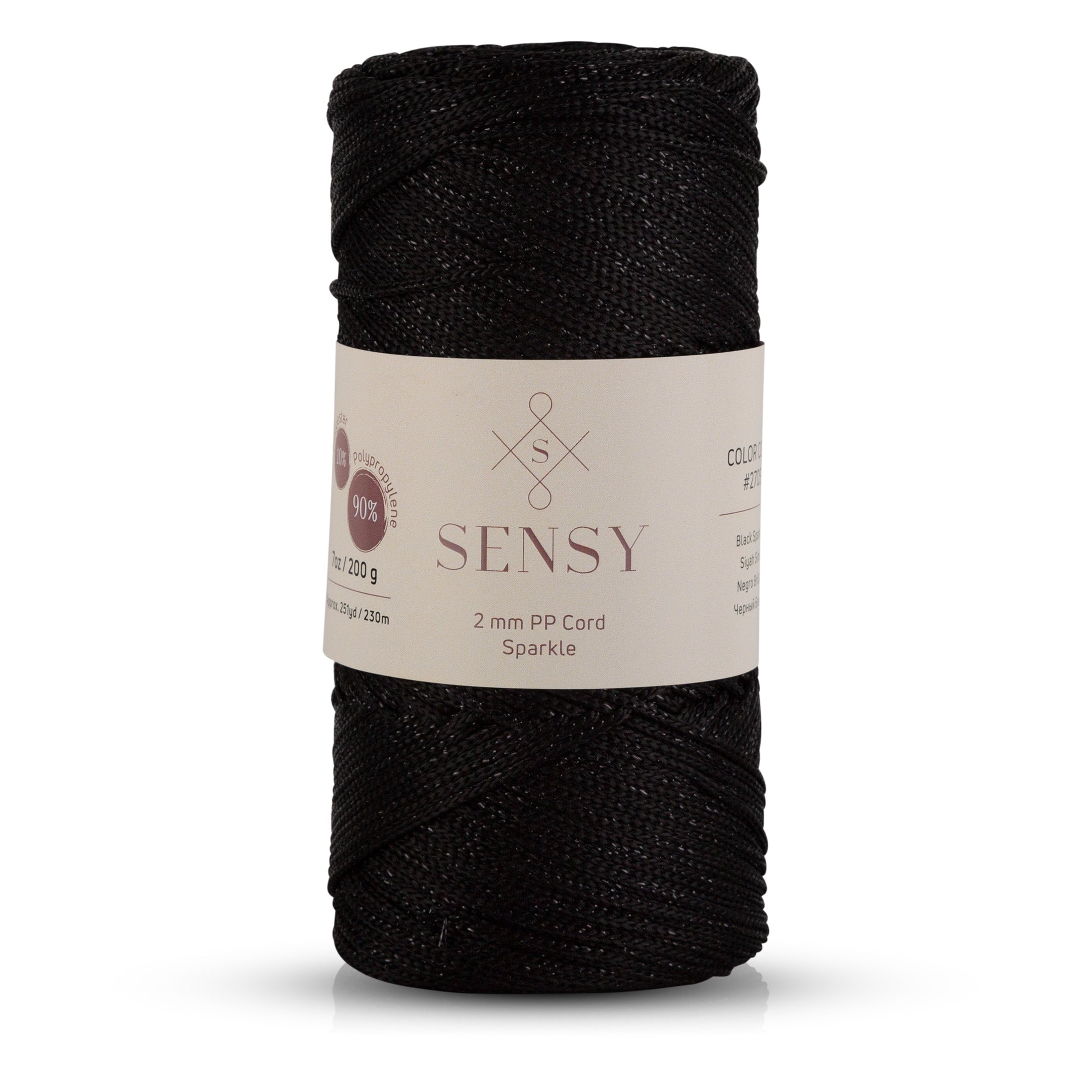 Sensy Premium Macramé Polyestergaren, 2 mm, 230 m, 100% polypropyleen, koord, macramé, haken, tas, cadeau voor breier (Antraciet