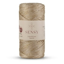 Sensy Premium 2mm 251 Yards Sparkle Polyester Rope 90% Polypropylene 10% Polyester Cord Macrame Cord 2mm Crochet Bag Cord Macrame Rope Crochet Thread Gift for Knitter (Ecru Sparkle)