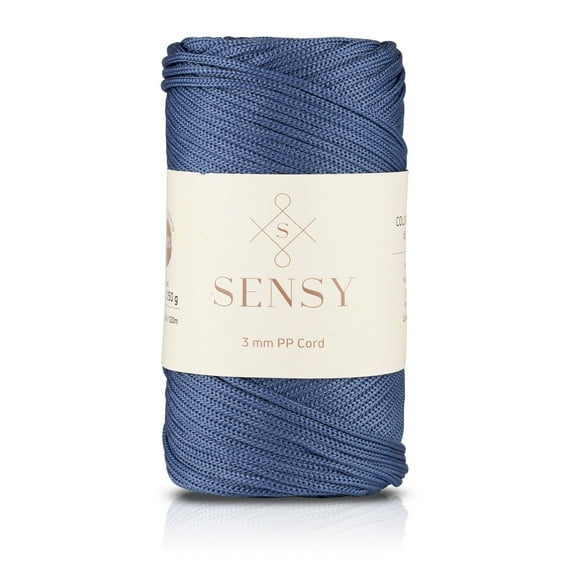 Sensy Premium 3mm 131 Yards Polyester Rope 100% Polypropylene Cord Macrame Cord 3mm Crochet Bag Cord Macrame Rope Crochet Thread Gift for Knitter (Denim)