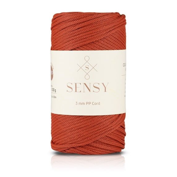 Sensy Premium 3mm 131 Yards Polyester Rope 100% Polypropylene Cord Macrame Cord 3mm Crochet Bag Cord Macrame Rope Crochet Thread Gift for Knitter (Brick)