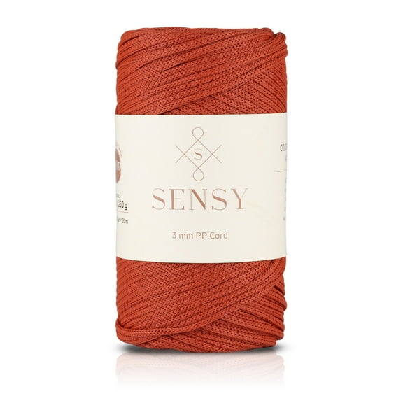 Sensy Premium 3mm 131 Yards Polyester Rope 100% Polypropylene Cord Macrame Cord 3mm Crochet Bag Cord Macrame Rope Crochet Thread Gift for Knitter (Brick)