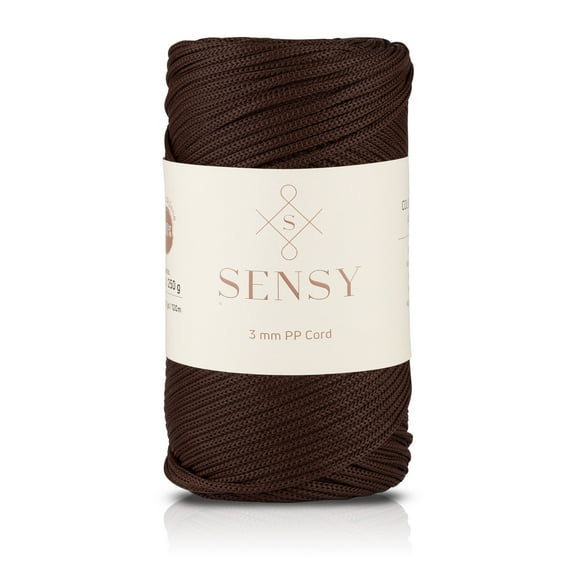 Sensy Premium 3mm 131 Yards Polyester Rope 100% Polypropylene Cord Macrame Cord 3mm Crochet Bag Cord Macrame Rope Crochet Thread Gift for Knitter (Brown)