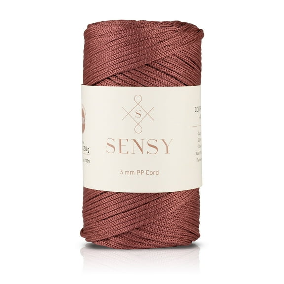 Sensy Premium 3mm 131 Yards Polyester Rope 100% Polypropylene Cord Macrame Cord 3mm Crochet Bag Cord Macrame Rope Crochet Thread Gift for Knitter (Dusty Rose)