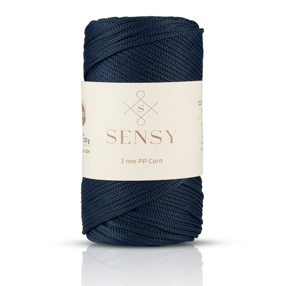 Sensy Premium 3mm 131 Yards Polyester Rope 100% Polypropylene Cord Macrame Cord 3mm Crochet Bag Cord Macrame Rope Crochet Thread Gift for Knitter (Navy Blue)