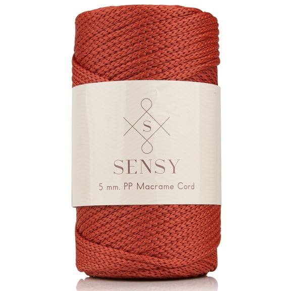 Sensy Premium 5mm 104 Yards Polyester Rope 100% Polypropylene Cord Macrame Cord 5mm Crochet Bag Cord Macrame Rope Crochet Thread Gift for Knitter (Brick)