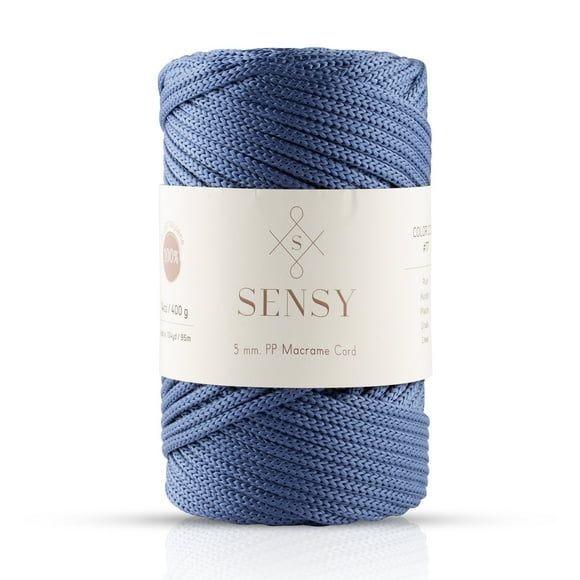 Sensy Premium 5mm 104 Yards Polyester Rope 100% Polypropylene Cord Macrame Cord 5mm Crochet Bag Cord Macrame Rope Crochet Thread Gift for Knitter (Denim)