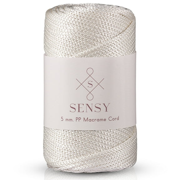 Sensy Premium 5mm 104 Yards Polyester Rope 100% Polypropylene Cord Macrame Cord 5mm Crochet Bag Cord Macrame Rope Crochet Thread Gift for Knitter (Ecru)