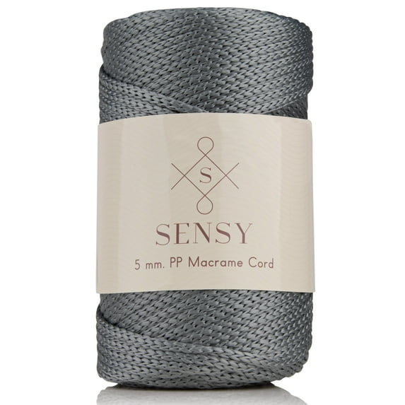Sensy Premium 5mm 104 Yards Polyester Rope 100% Polypropylene Cord Macrame Cord 5mm Crochet Bag Cord Macrame Rope Crochet Thread Gift for Knitter (Gray)