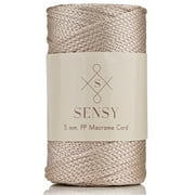 Sensy Premium 5mm 104 Yards Polyester Rope 100% Polypropylene Cord Macrame Cord 5mm Crochet Bag Cord Macrame Rope Crochet Thread Gift for Knitter (Latte)