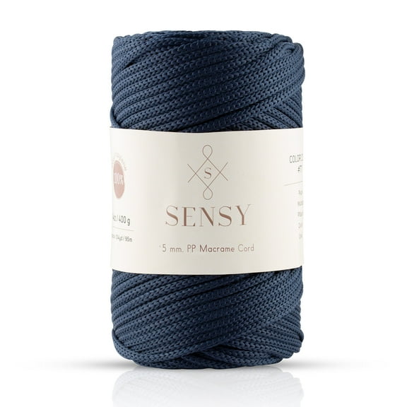 Sensy Premium 5mm 104 Yards Polyester Rope 100% Polypropylene Cord Macrame Cord 5mm Crochet Bag Cord Macrame Rope Crochet Thread Gift for Knitter (Navy Blue)