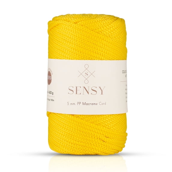 Sensy Premium 5mm 104 Yards Polyester Rope 100% Polypropylene Cord Macrame Cord 5mm Crochet Bag Cord Macrame Rope Crochet Thread Gift for Knitter (Yellow)