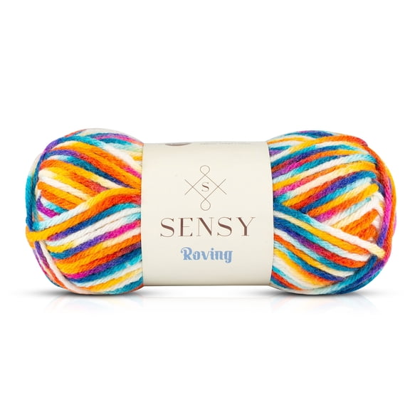 Sensy Roving Multi Color Yarn, 3.5 oz, 132 Yards, Gauge 5 Bulky (Carnaval)