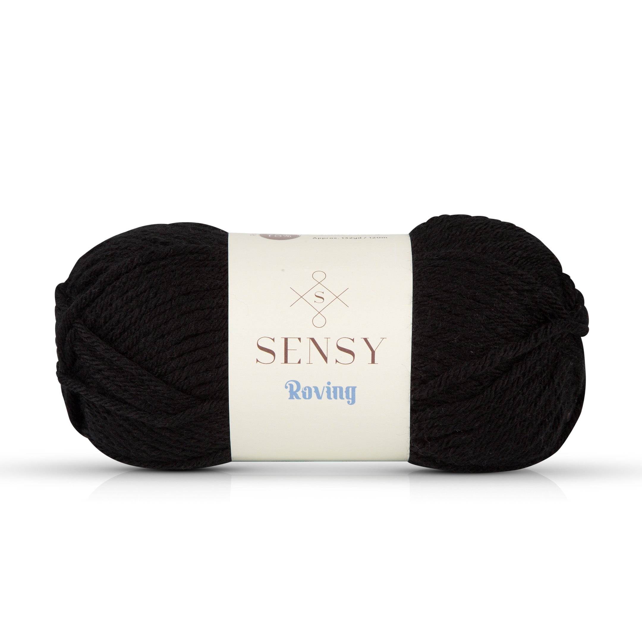 Sensy Roving Yarn, 3.5 oz, 132 Yards, Gauge 5 Bulky (Black)