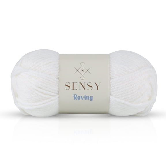 Sensy Roving Yarn, 3.5 oz, 132 Yards, Gauge 5 Bulky (White)