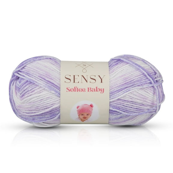 Sensy Softee Baby Yarn, 3.5 oz, 275 Yards, Gauge 3 Light (Purple Batik)