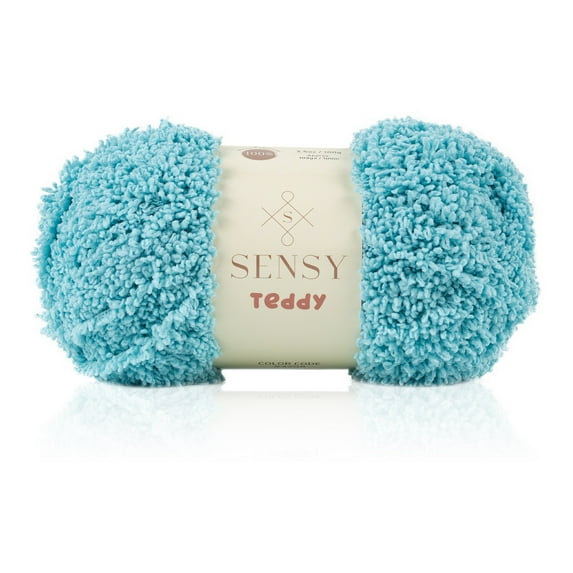Sensy Teddy Yarn for Crocheting, Sheepy Yarn, Sherpa Fleece Yarn, Soft Fluffy and Cozy Yarn, Baby Blanket Yarn, Amigurumi Yarn, 3.5 oz, 109 Yards, Gauge 5 Bulky (Mint)