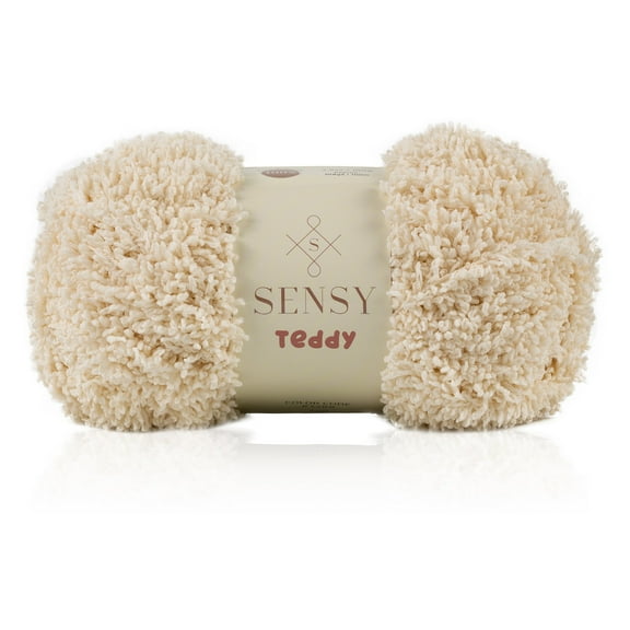 Sensy Teddy Yarn for Crocheting, Sheepy Yarn, Sherpa Fleece Yarn, Soft Fluffy and Cozy Yarn, Baby Blanket Yarn, Amigurumi Yarn, 3.5 oz, 109 Yards, Gauge 5 Bulky (Beige)