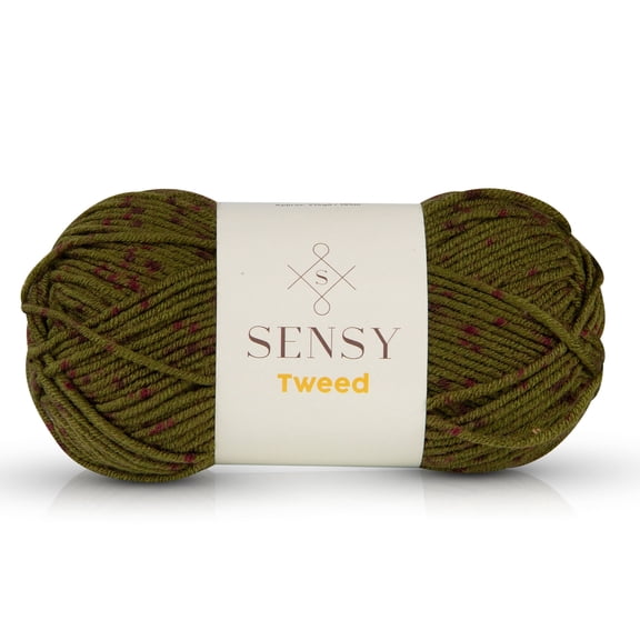 Sensy Tweed Yarn, 3.5 oz, 214 Yards, Gauge 4 Medium (Forest Green)