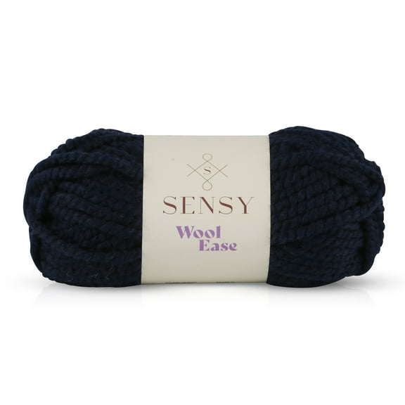 Sensy Wool Ease Yarn, 3.5 oz, 66 Yards, Gauge 6 Super Bulky (Navy Blue)