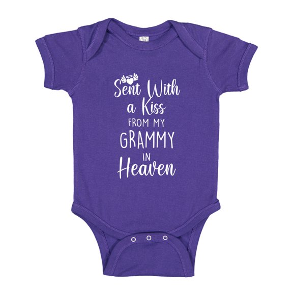 Sent With A Kiss From My Grammy In Heaven Baby Bodysuit One Piece 12 mo Purple