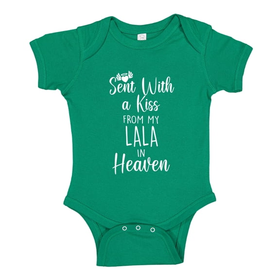 Sent With A Kiss From My Lala In Heaven Baby Bodysuit One Piece 6 mo Kelly Green