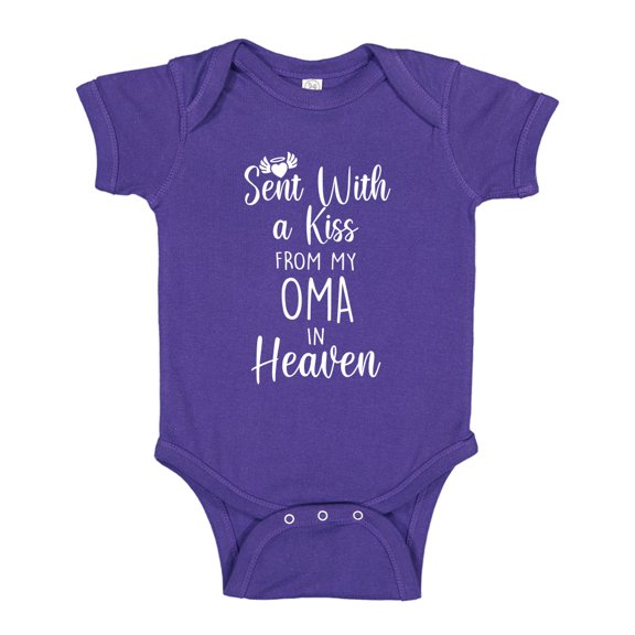 Sent With A Kiss From My Oma In Heaven Baby Bodysuit One Piece 18 mo Purple
