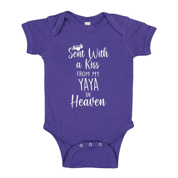Sent With A Kiss From My Yaya In Heaven Baby Bodysuit One Piece 18 mo Purple
