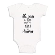 Sent With A Kiss From My Yaya In Heaven Baby Bodysuit One Piece NB White