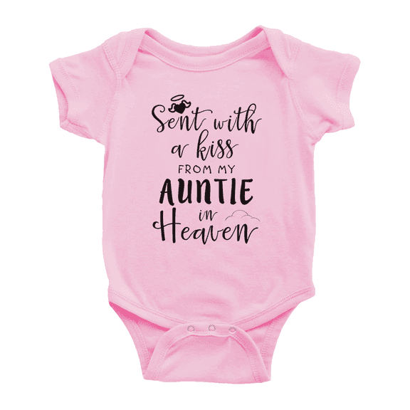 Sent with A Kiss from My Auntie in Heaven Funny Baby Boy Girl Bodysuits Unisex