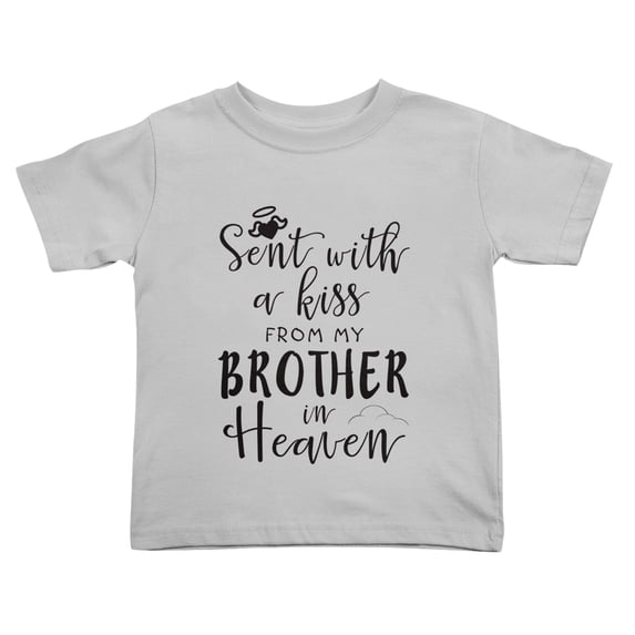 Sent with A Kiss from My Brother in Heaven Cute Toddler Tshirts for Boys Girls (Gray, Youth S)