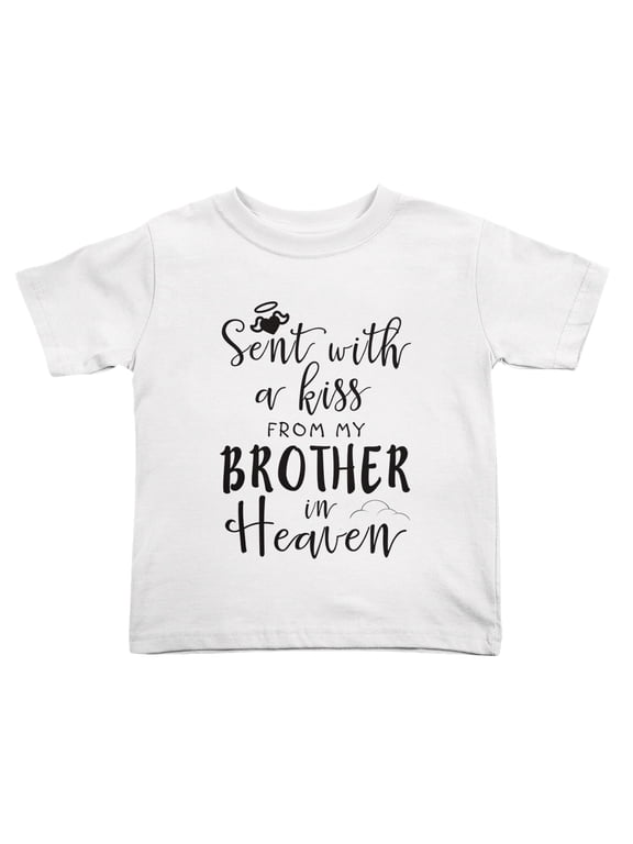 Sent with A Kiss from My Brother in Heaven Cute Toddler Tshirts for Boys Girls (White, Youth M)
