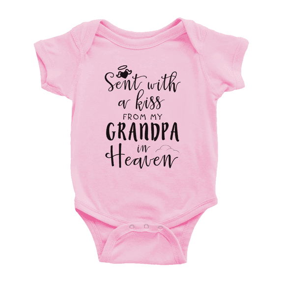 Sent with A Kiss from My Grandpa in Heaven Funny Baby Boy Girl Rompers Unisex
