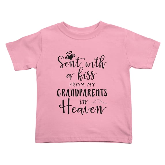 Sent with A Kiss from My Grandparents in Heaven Cute Toddler Tshirts for Boys Girls (Pink, Youth XL)
